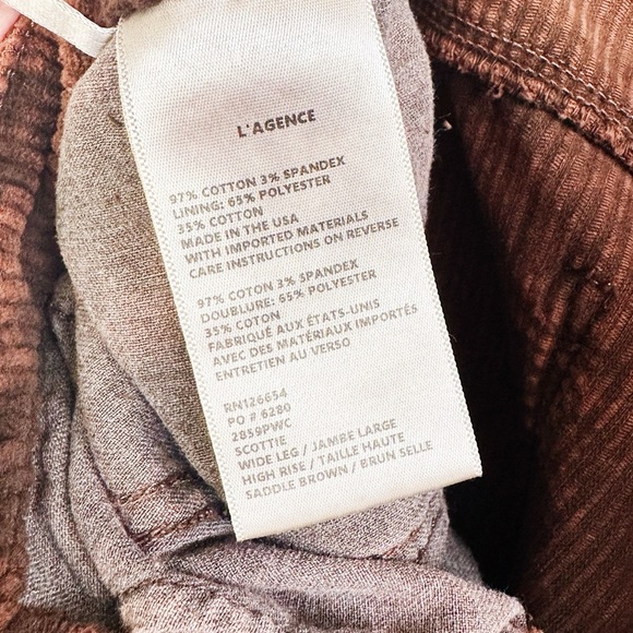 L’AGENCE Scottie Corduroy Wide Leg Jeans | Saddle Brown | Size 33 - Picture 9 of 10